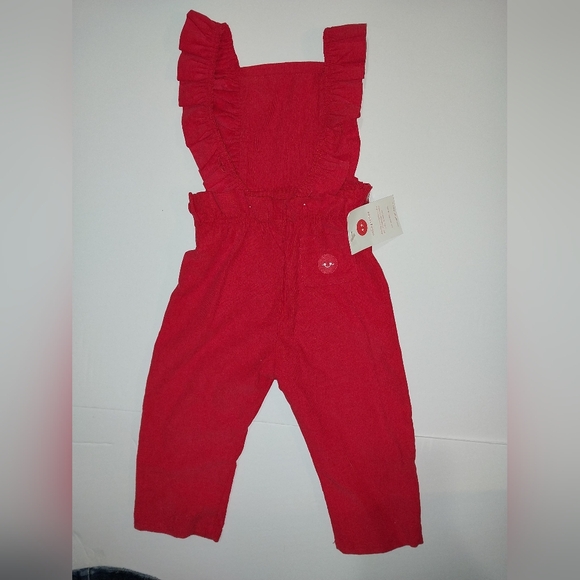 Smiling Button Red Romper - Picture 2 of 10